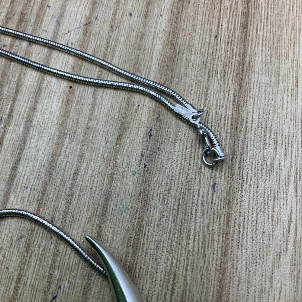 Monet Silver Tone Wave Pendant Chain Necklace